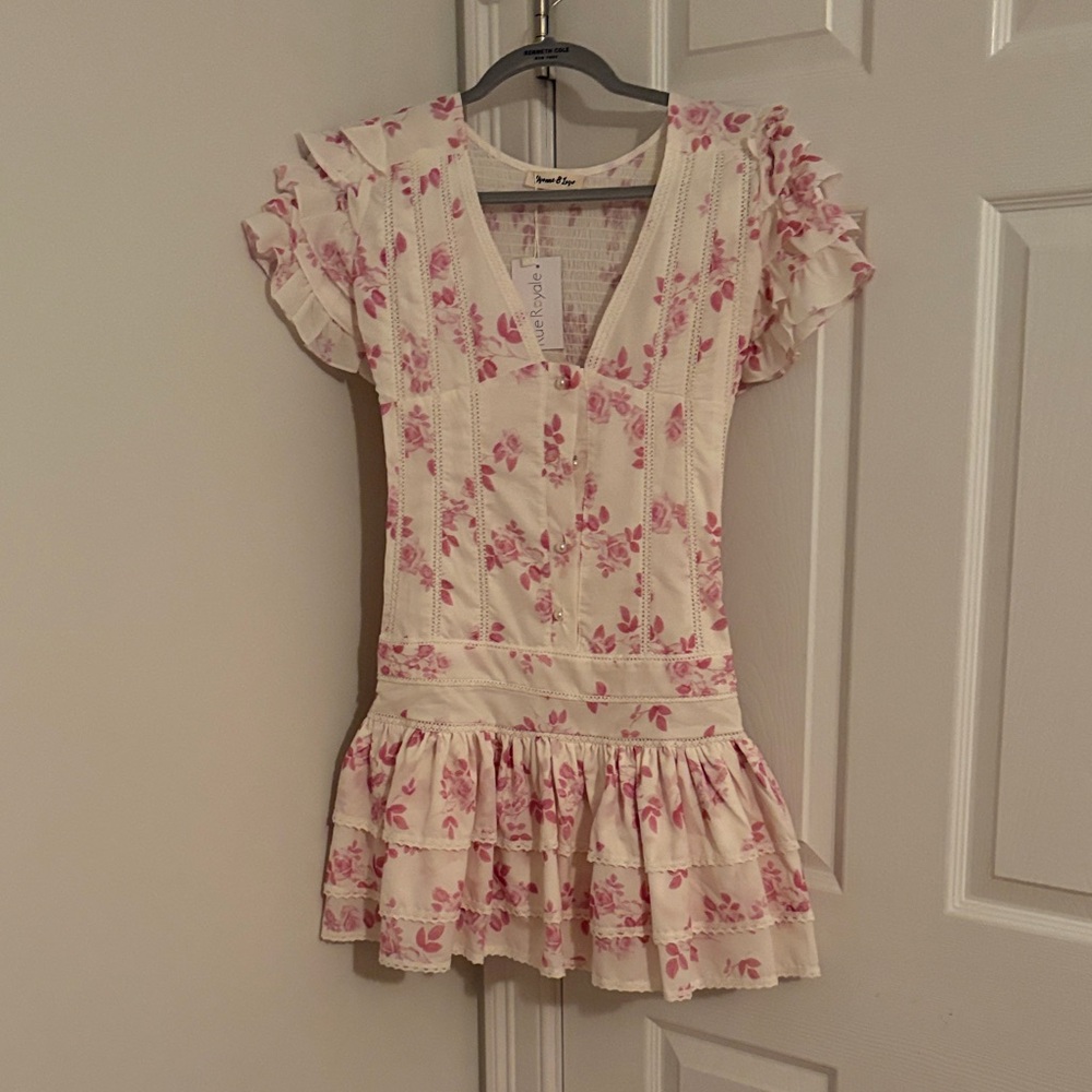 Charming White and Pink Floral Kids Dress